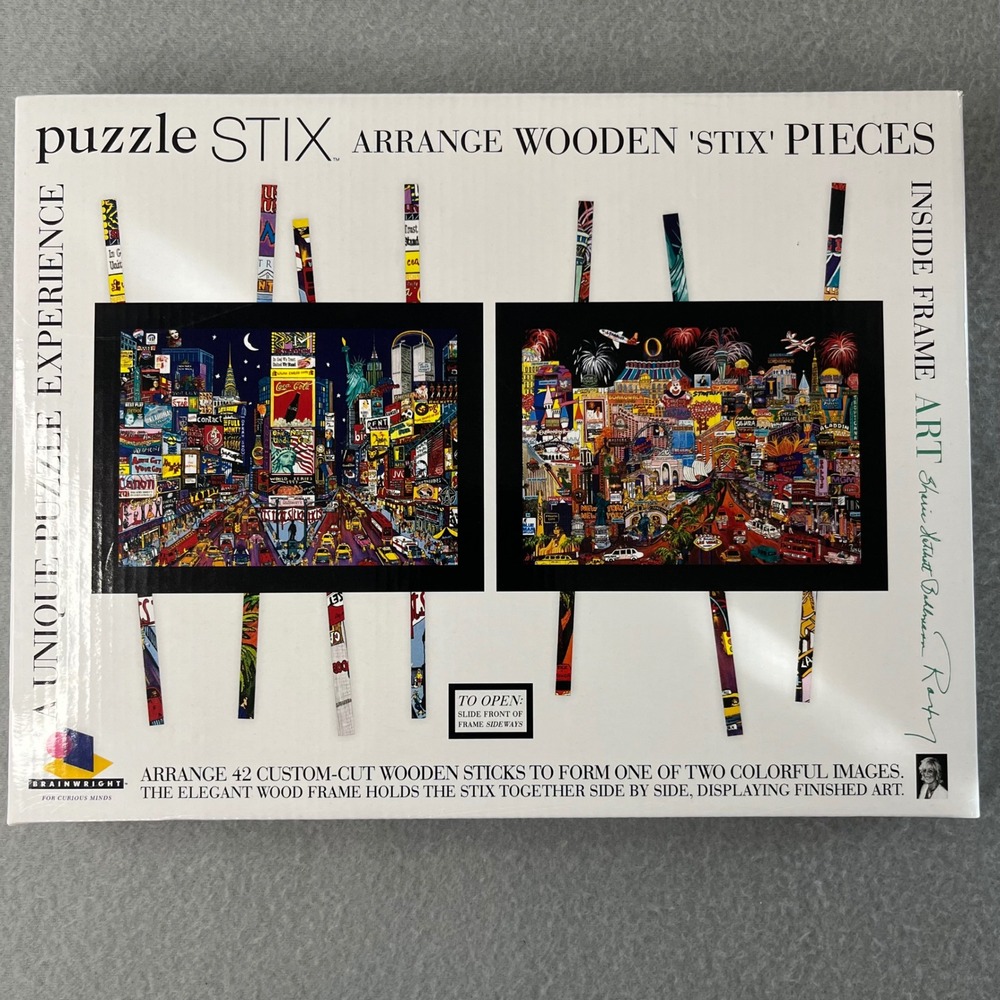 Brainwright Puzzle STIX Double Sided Wooden Puzzle Las Vegas NYC Art 8401-3 NEW - Picture 2 of 7